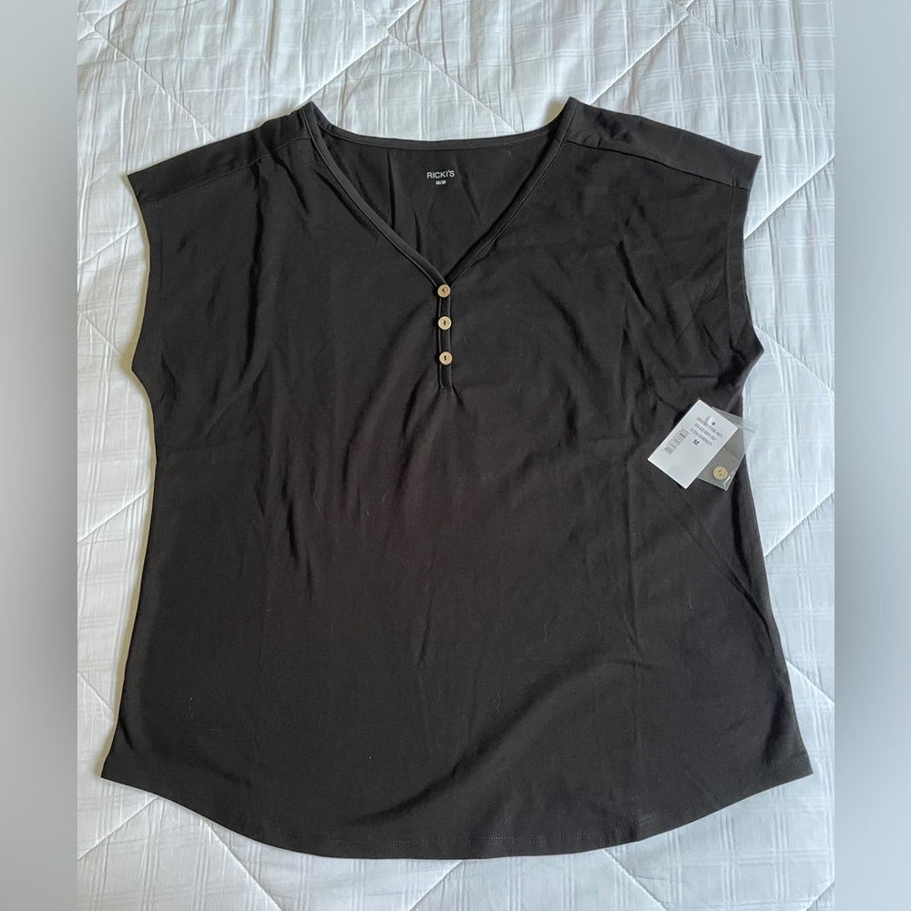 NWT black henley tee